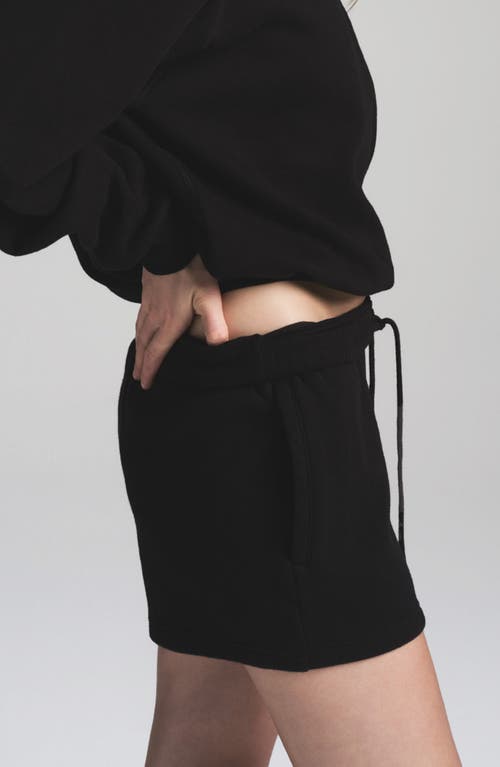 Skims Black Cotton Fleece Classic Shorts In Onyx