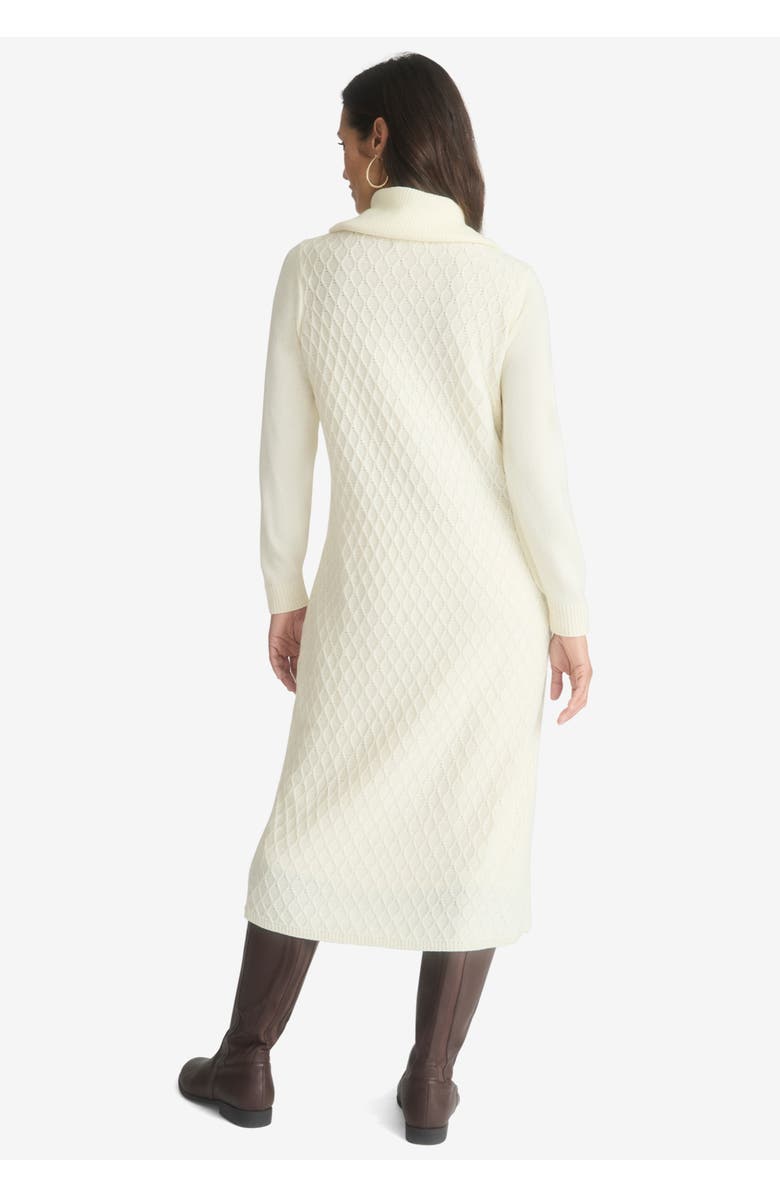 Jessica London Textured Cowlneck Sweater Dress, Alternate, color, Dark Sapphire