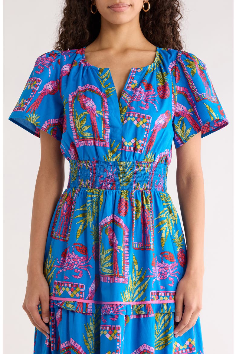 Bally Tropical Ernie Tiered Maxi Dress, Alternate, color, PINK-BLUE-GREEN
