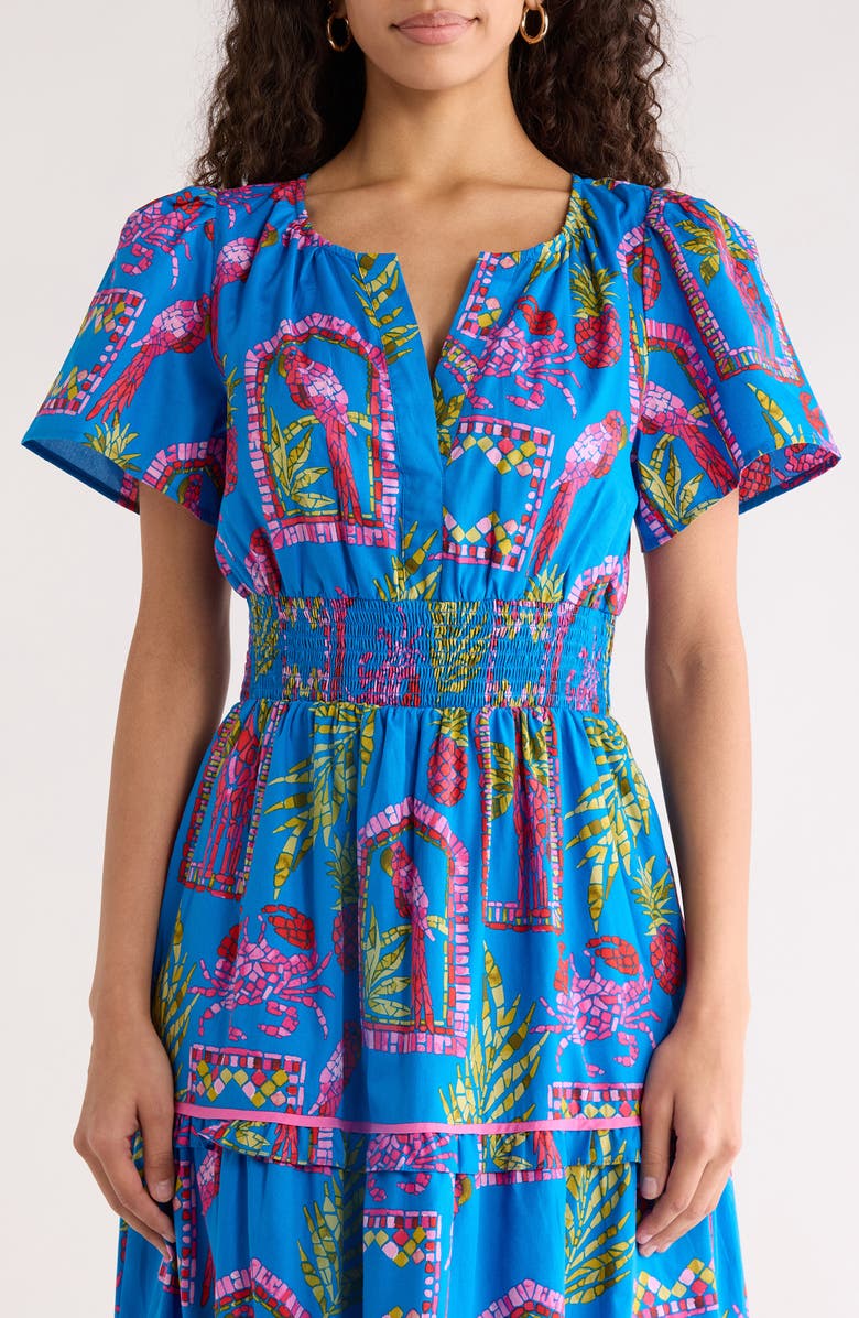 SUGARLIPS Bally Tropical Ernie Tiered Maxi Dress, Alternate, color, Pink-Blue-Green