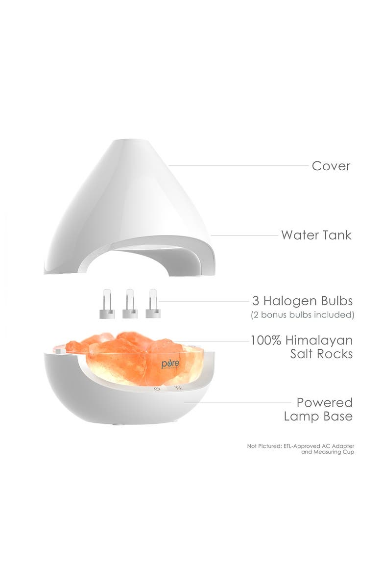 PureGlow Crystal Himalayan Salt Lamp & Ultrasonic Aroma Diffuser, Alternate, color, WHITE