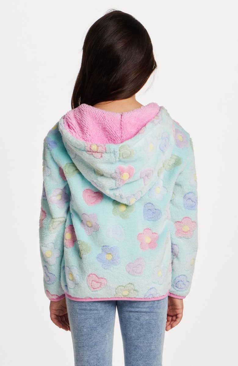 Andy & Evan Kids' Floral Plush Hoodie, Alternate, color, Aqua