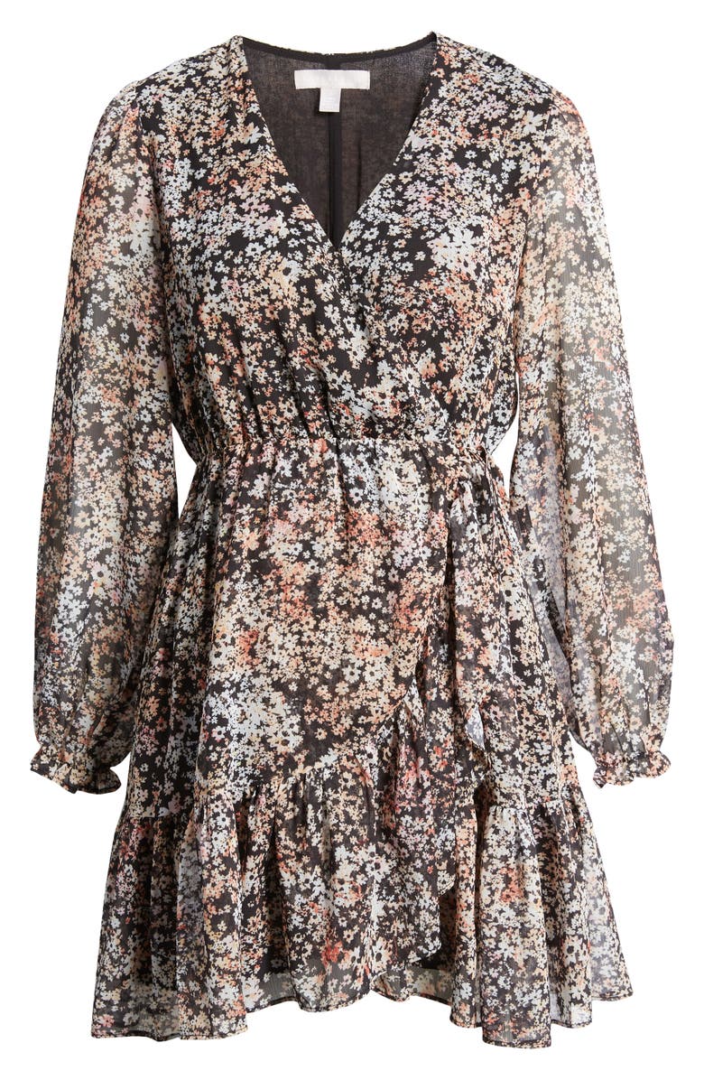 Chelsea28 Floral Long Sleeve Chiffon Dress, Alternate, color, 