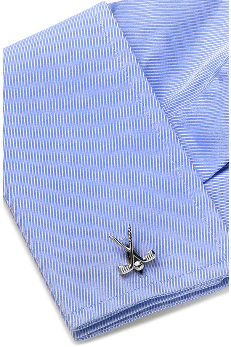 Golf Bag Cuff Links, Alternate, color, SILVER