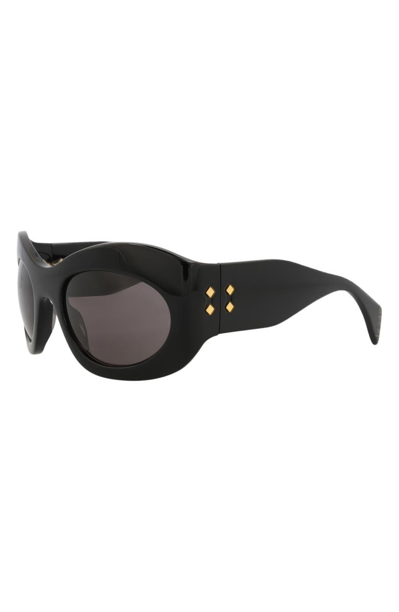 Gucci 55mm Wrap Sunglasses, Alternate, color, Black Black Grey