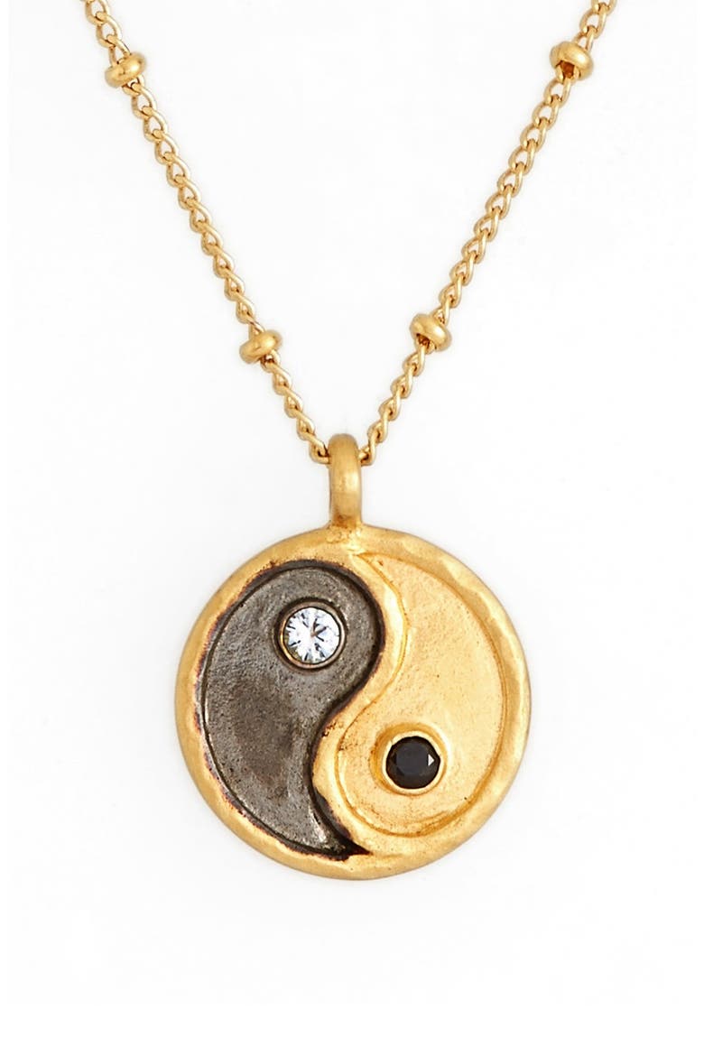 'Yin Yang' Pendant Necklace, Main, color, BLACK/ GOLD