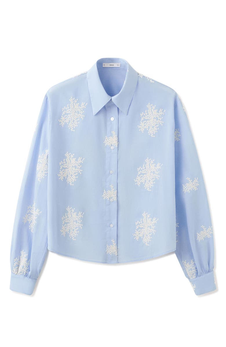 MANGO Floral Embroidered Button-Up Shirt, Alternate, color, 