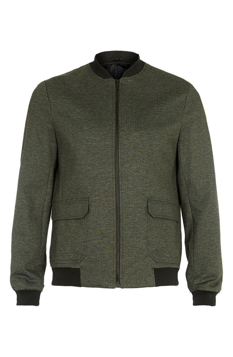 Topman Olive Bomber Jacket, Alternate, color, 