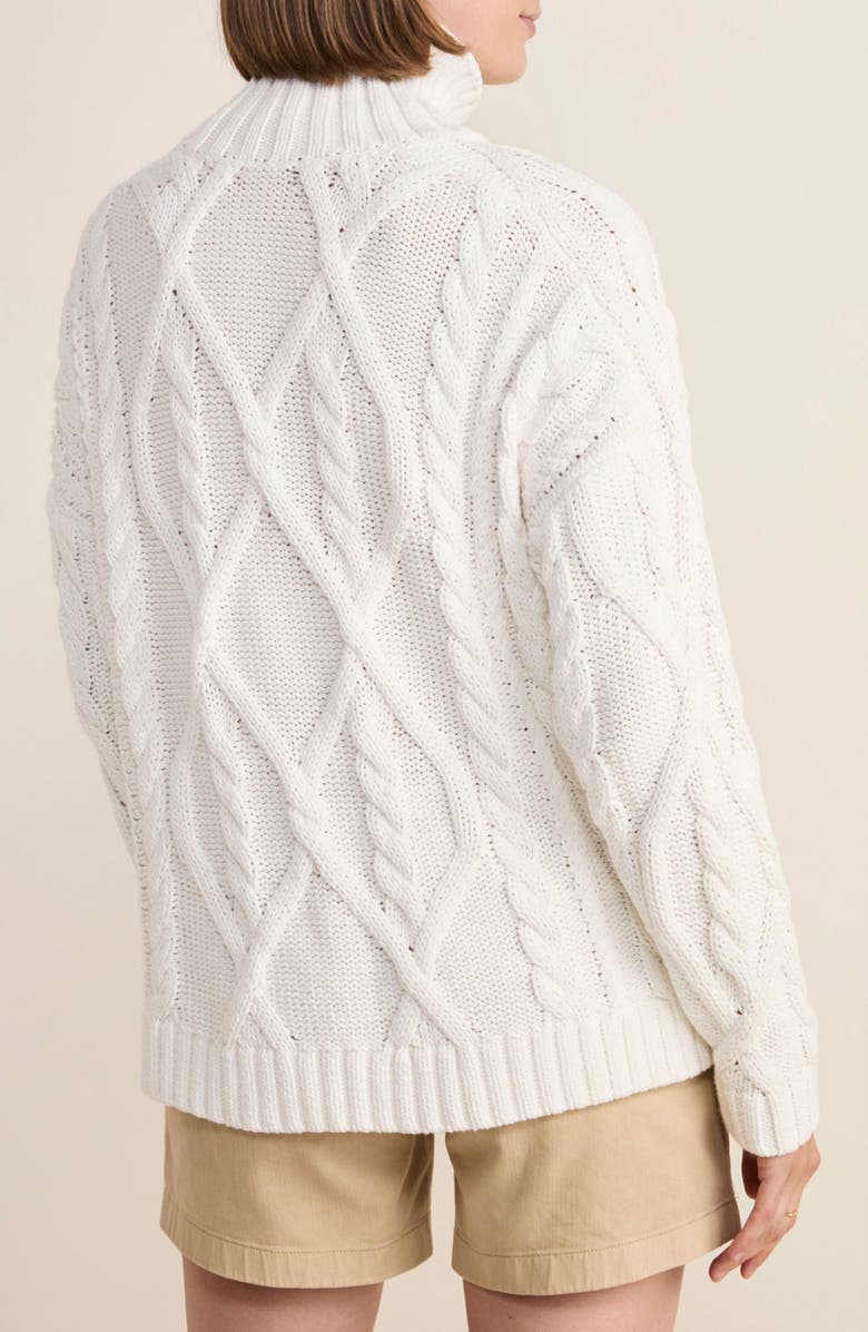 vineyard vines Tall Mock Neck Cotton Fisherman Sweater, Alternate, color, Marshmallow