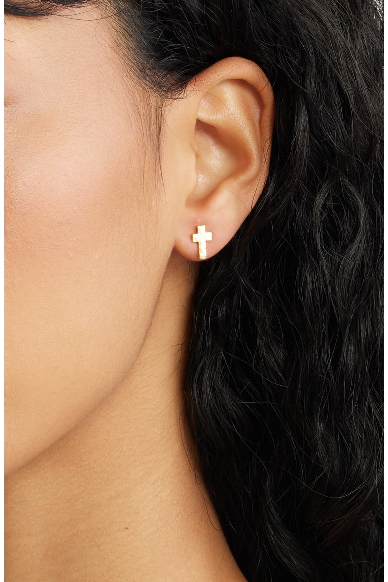 Yeshua Stud Earrings, Alternate, color, GOLD