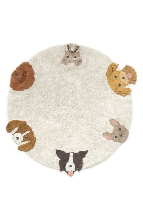 Dogs Washable Cotton Blend Area Rug