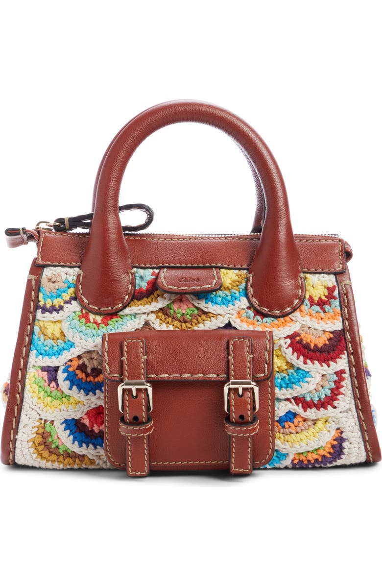 Chloé Mini Edith Scallop Wool & Cashmere Crochet Satchel, Main, color,
