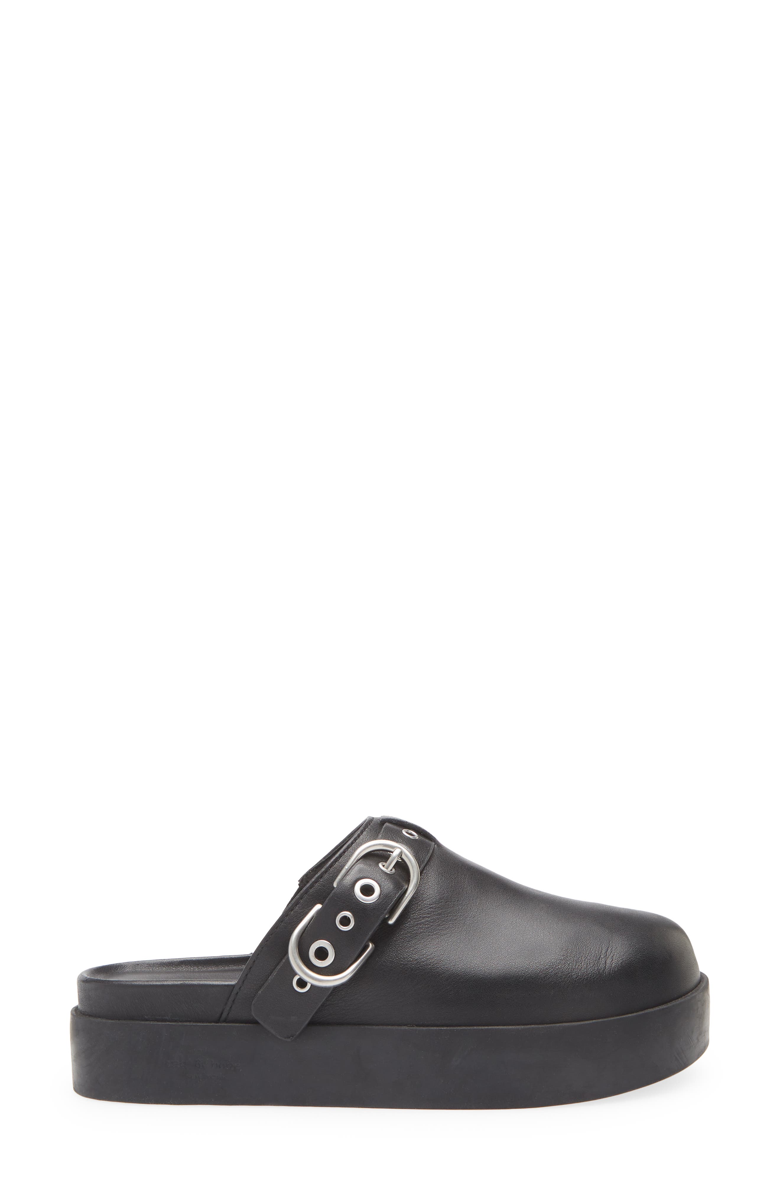 rag & bone Geo Buckle Platform Mule, Alternate, color, Black Leather