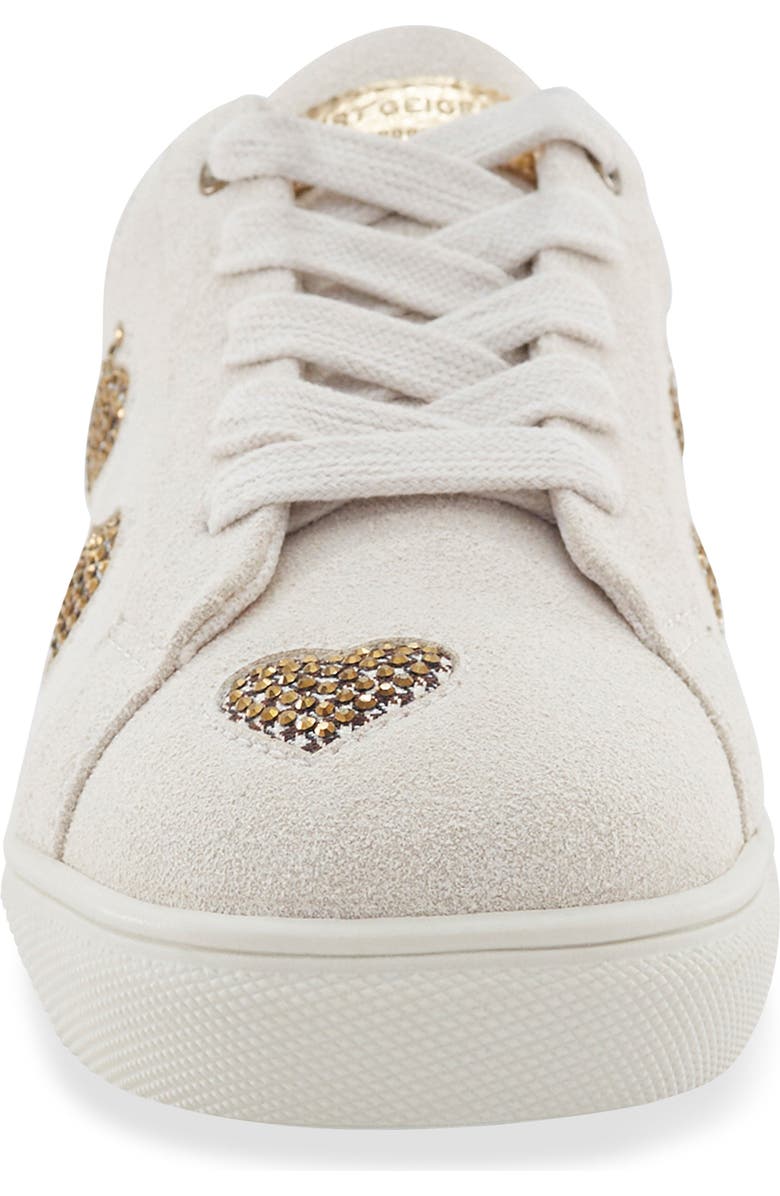 Kurt Geiger London Kids' Mini Lane Love Crystal Heart Sneaker, Alternate, color, Bone/ Gold