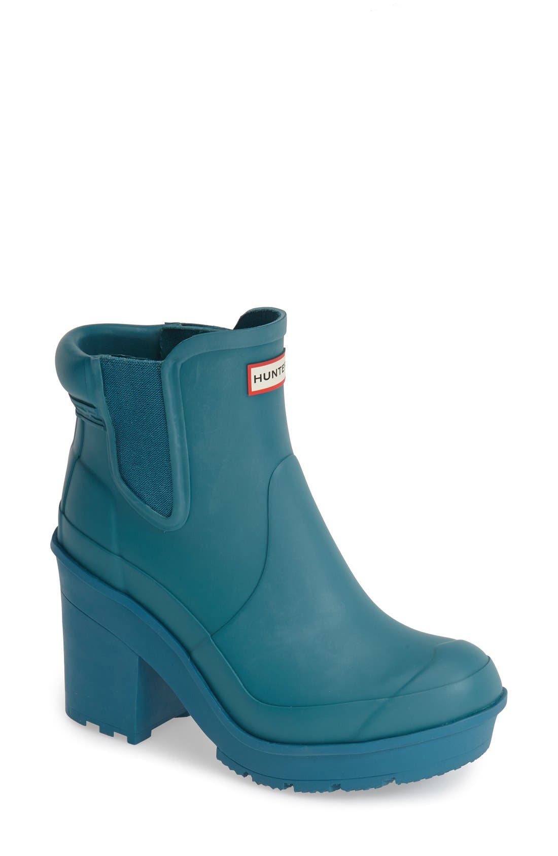 'Original - Block Heel' Chelsea Rain Boot, Main, color, BRIGHT PEACOCK
