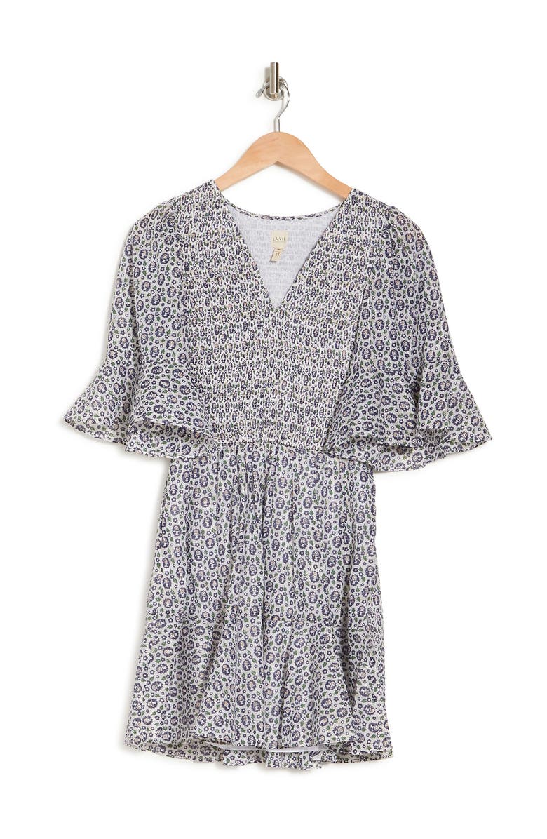 La Vie Rebecca Taylor Petula Flutter Sleeve Smocked Dress, Alternate, color, 