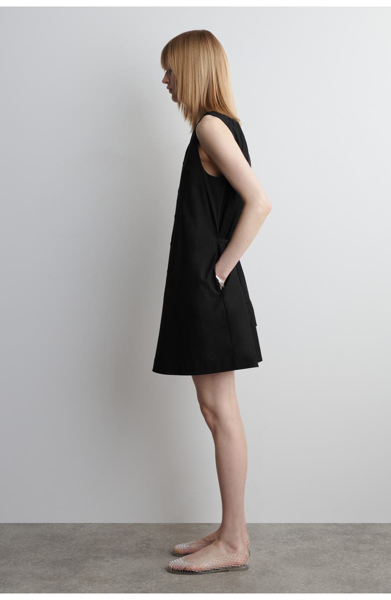 COS Buttoned Pima Cotton Mini Dress, Alternate, color, Black