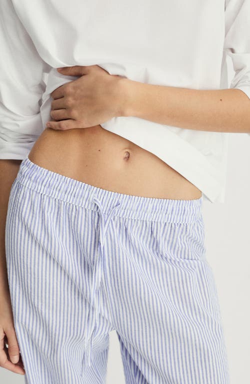 Shop Mango Two-piece Stripe Cotton Pajamas In China Blue