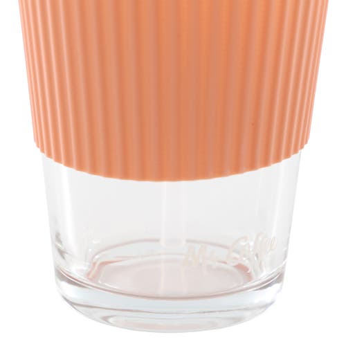 Mr Coffee Mr. Coffee Sip Savvy 4 Piece 15 Ounce Silicone Sleeve Glass Cup Set W/ Lid And Straw In Orange