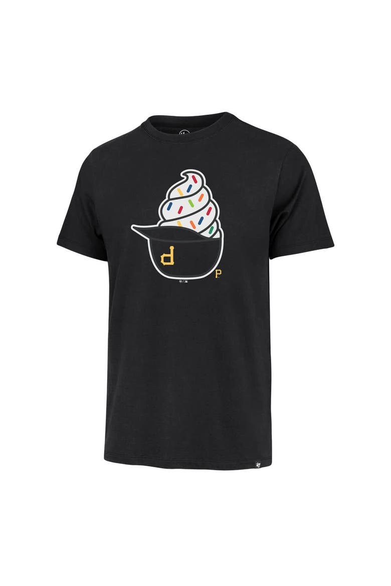 Men's '47  Black Pittsburgh Pirates Ice Cream Helmet Franklin T-Shirt, Alternate, color, Black