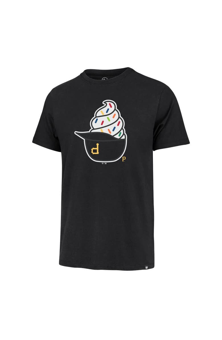 '47 Men's '47 Black Pittsburgh Pirates Ice Cream Helmet Franklin T-Shirt, Alternate, color, Black