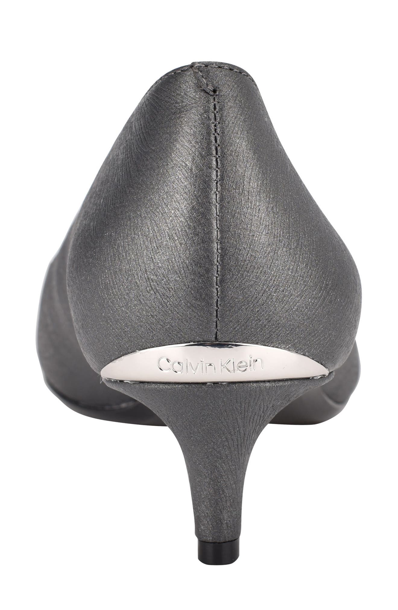 Calvin Klein Gabrianna Kitten Heel Pump, Alternate, color, Pewter Leather
