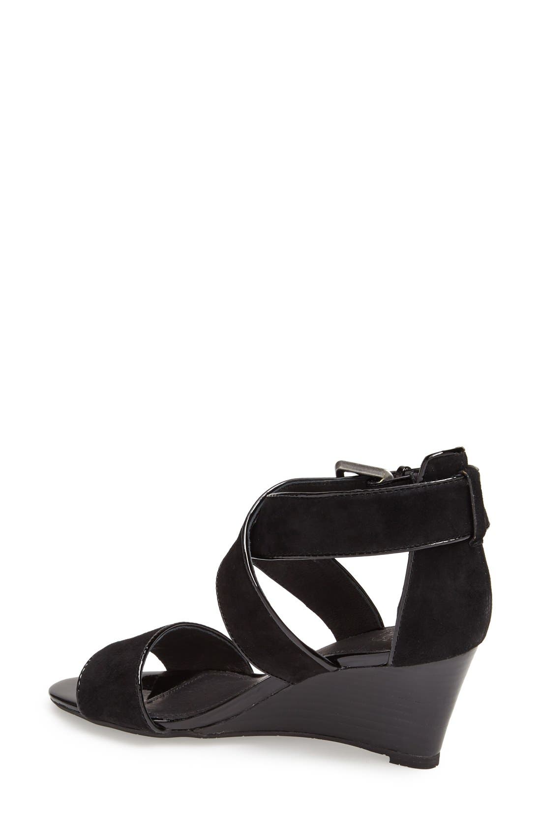 'Marlena' Wedge Sandal, Alternate, color, BLACK