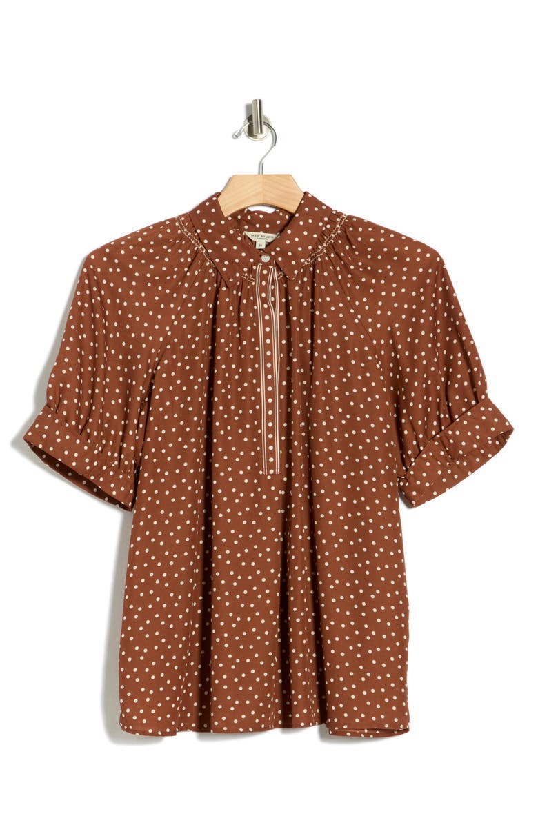 MAX STUDIO Puff Sleeve Top, Alternate, color, Chestnut/ Ivory Polka Dot