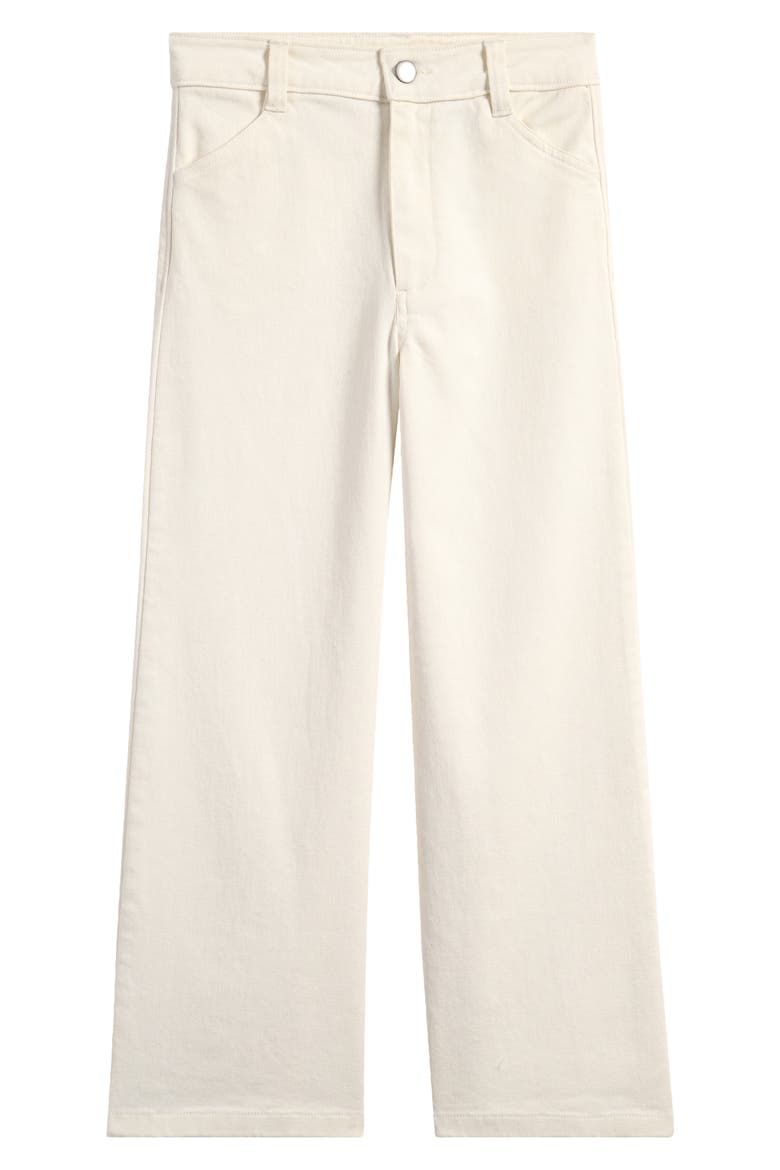 Kids' Stretch Twill Crop Wide Leg Pants, Main, color, IVORY EGRET