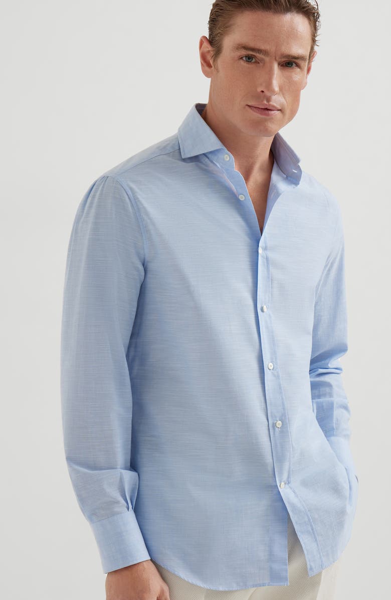 Brunello Cucinelli Oxford shirt, Alternate, color, Azure
