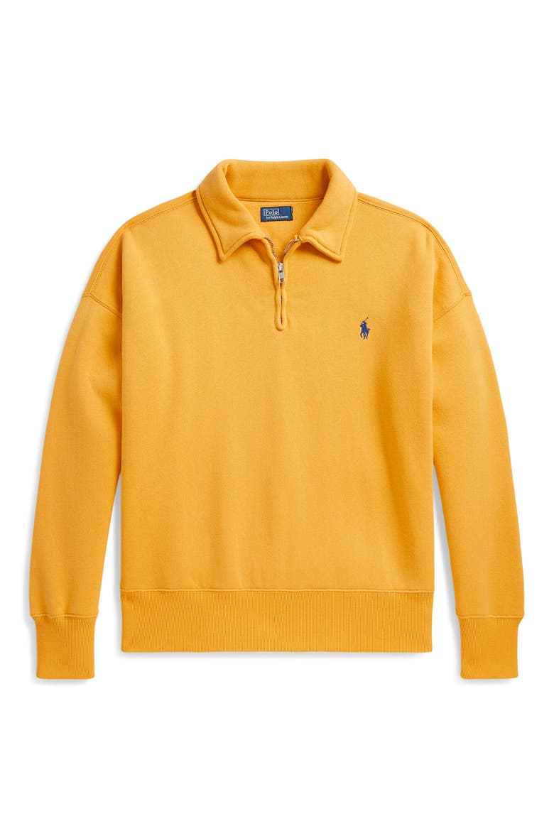 Fleece Quarter-Zip Pullover, Main, color, YELLOW