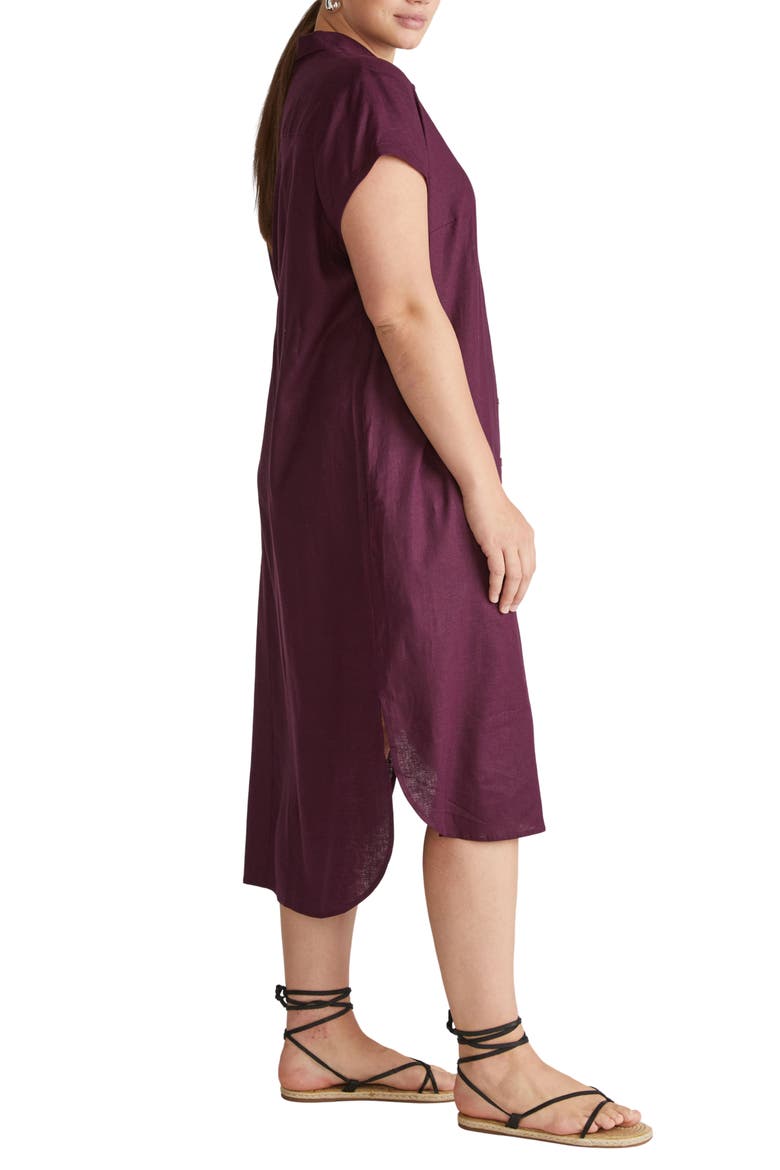 Dune Linen Blend Midi Shirtdress, Alternate, color, ACAI PURPLE