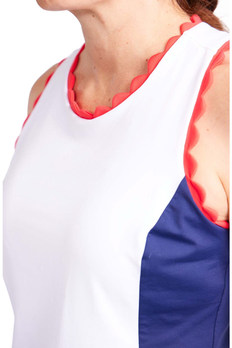 Scallop Accent Racerback Performance Pickleball Tank, Alternate, color, WHITE