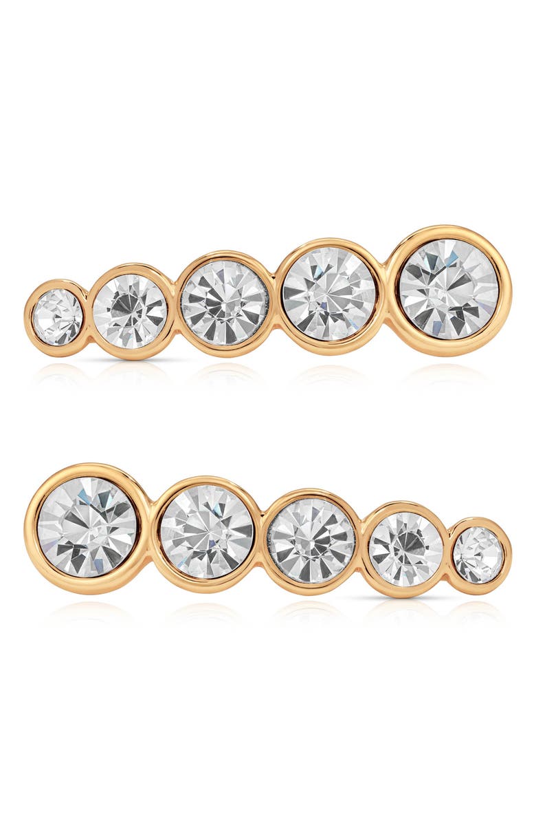 Ettika Set of 2 Meteorite Crystal Barrettes, Main, color, Gold