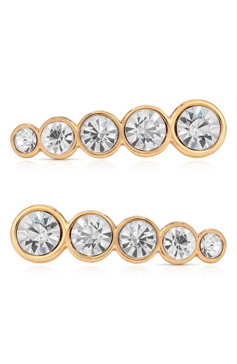 Set of 2 Meteorite Crystal Barrettes