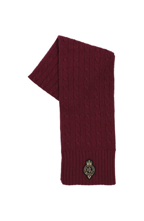 Lauren Ralplh Lauren Cable Crest Patch Scarf In Red