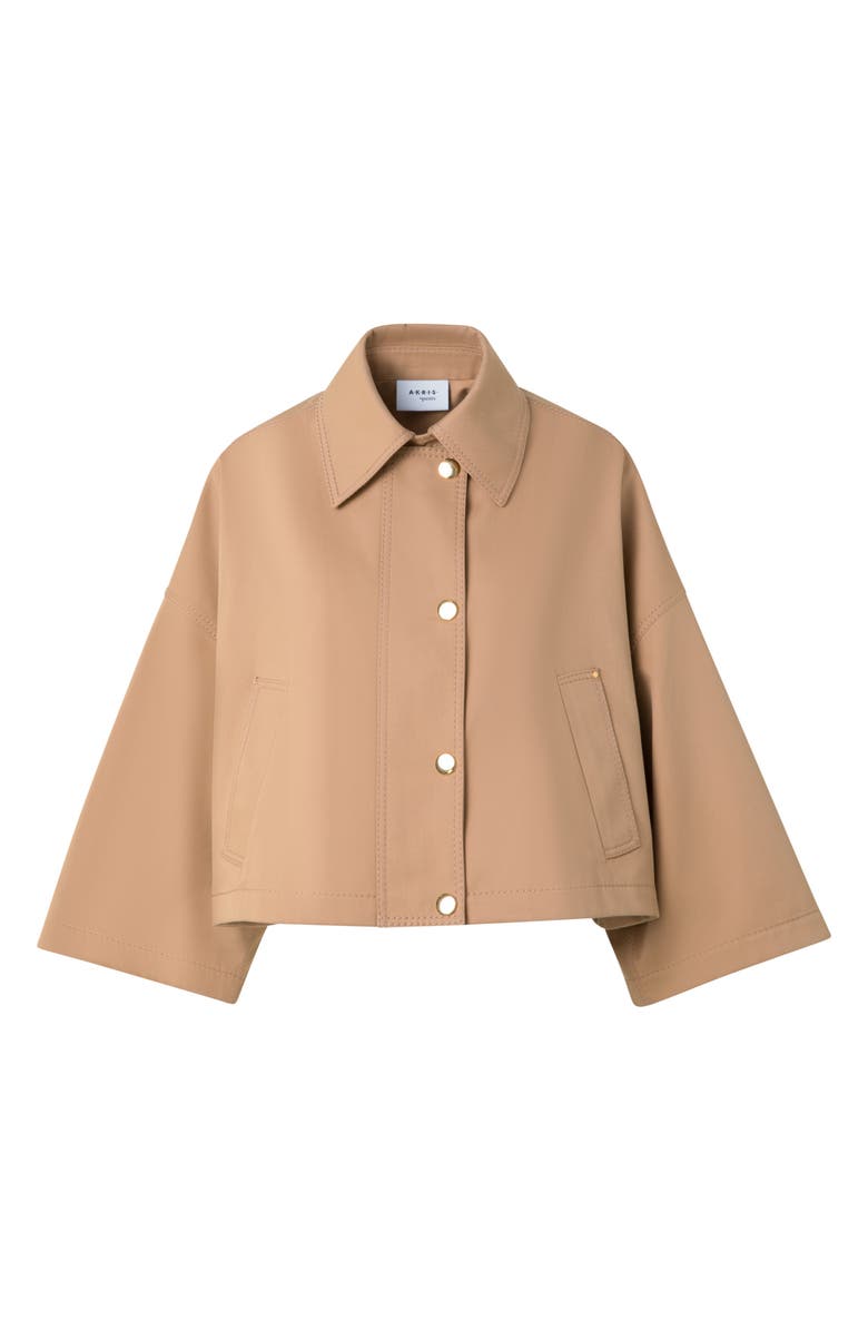 Akris punto Water Repellent Cotton Garbardine Crop Car Coat, Alternate, color, Beige