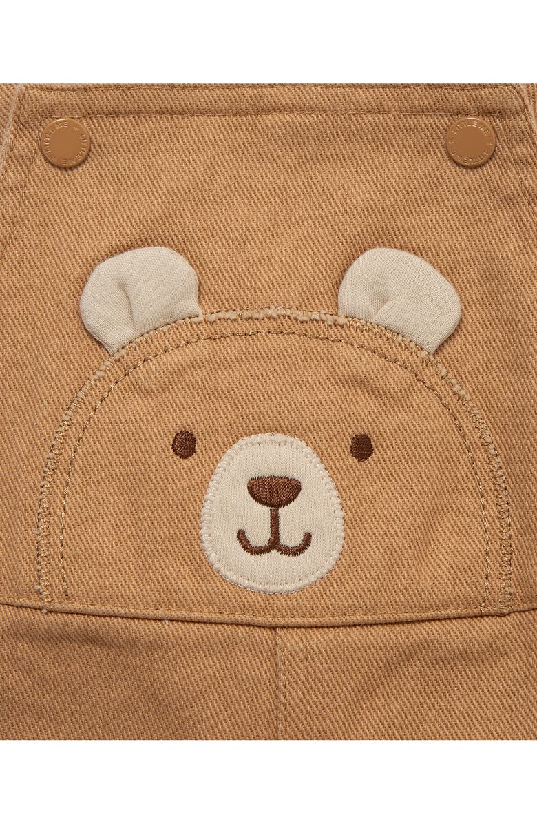 Little Me Bear Graphic T-Shirt & Overalls Set, Alternate, color, Brown