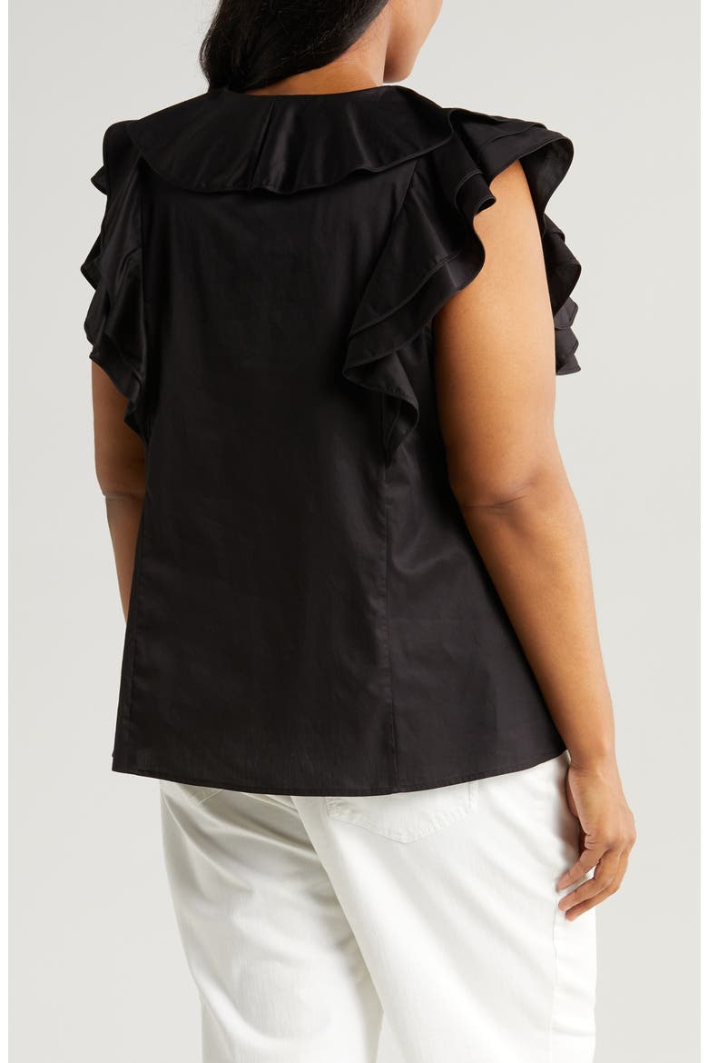 Yurika Cotton Poplin Ruffle Top, Alternate, color, BLACK