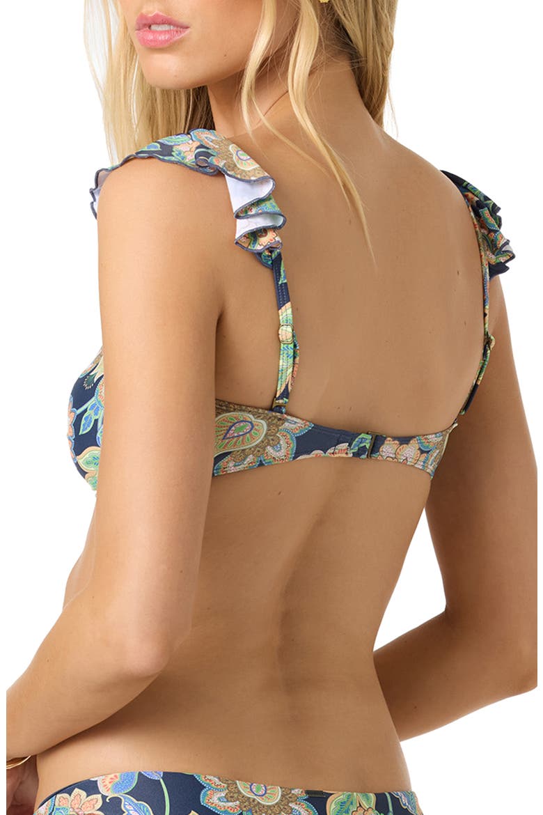 Mermaid Floral Paradise Bandeau Bikini Top, Alternate, color, NAVY