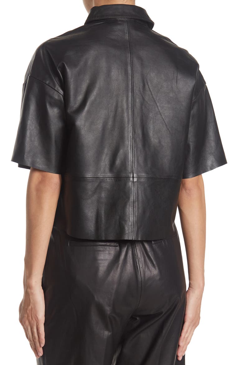 Dylan Leather Top, Alternate, color, BLACK