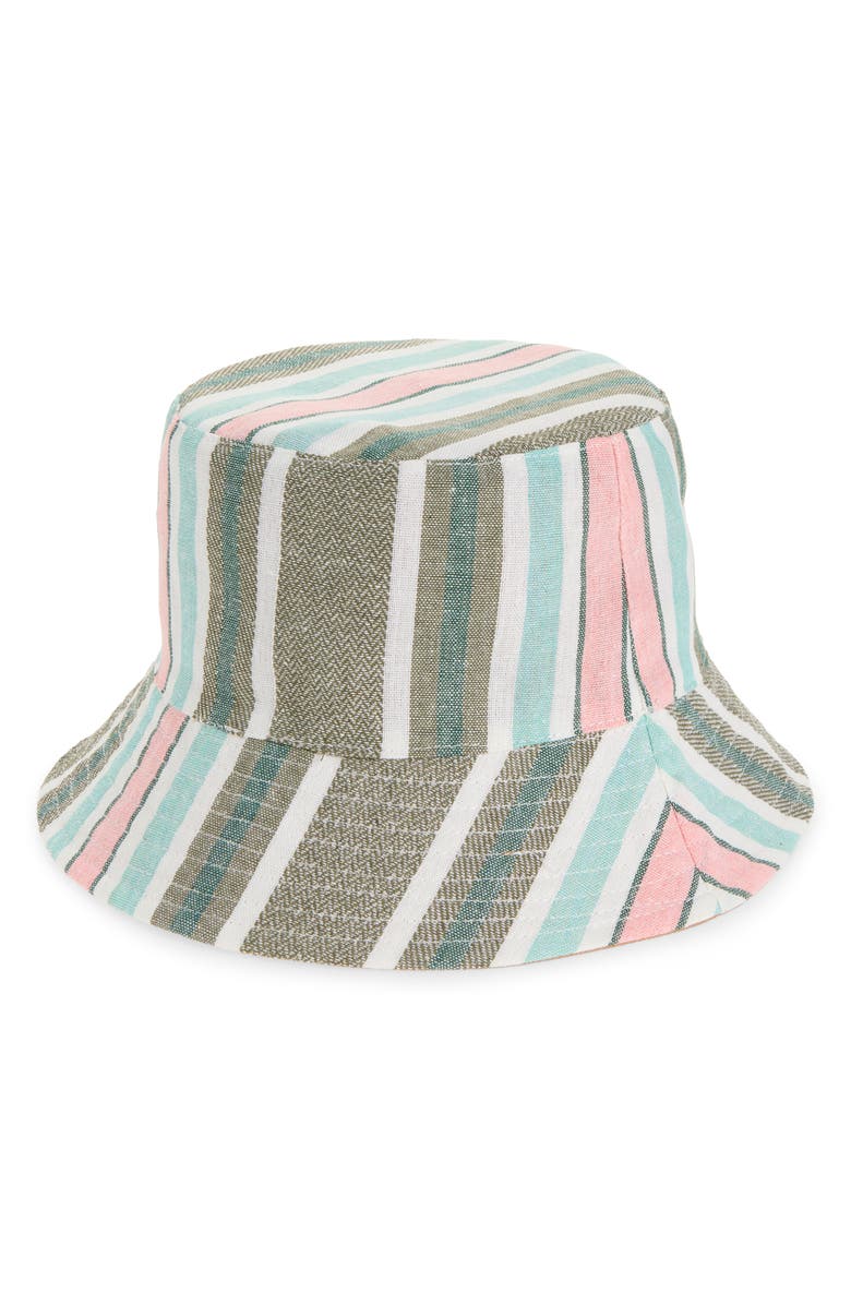 Open Edit Stripe Colorblock Bucket Hat, Main, color, Olive Green Multi