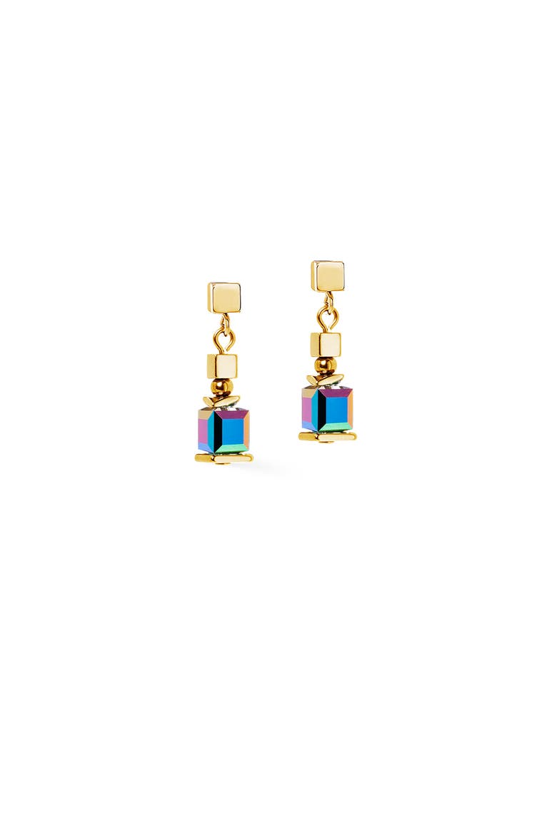 Sparkling Cubes Fusion Chain Gold Earrings, Alternate, color, Multicolor