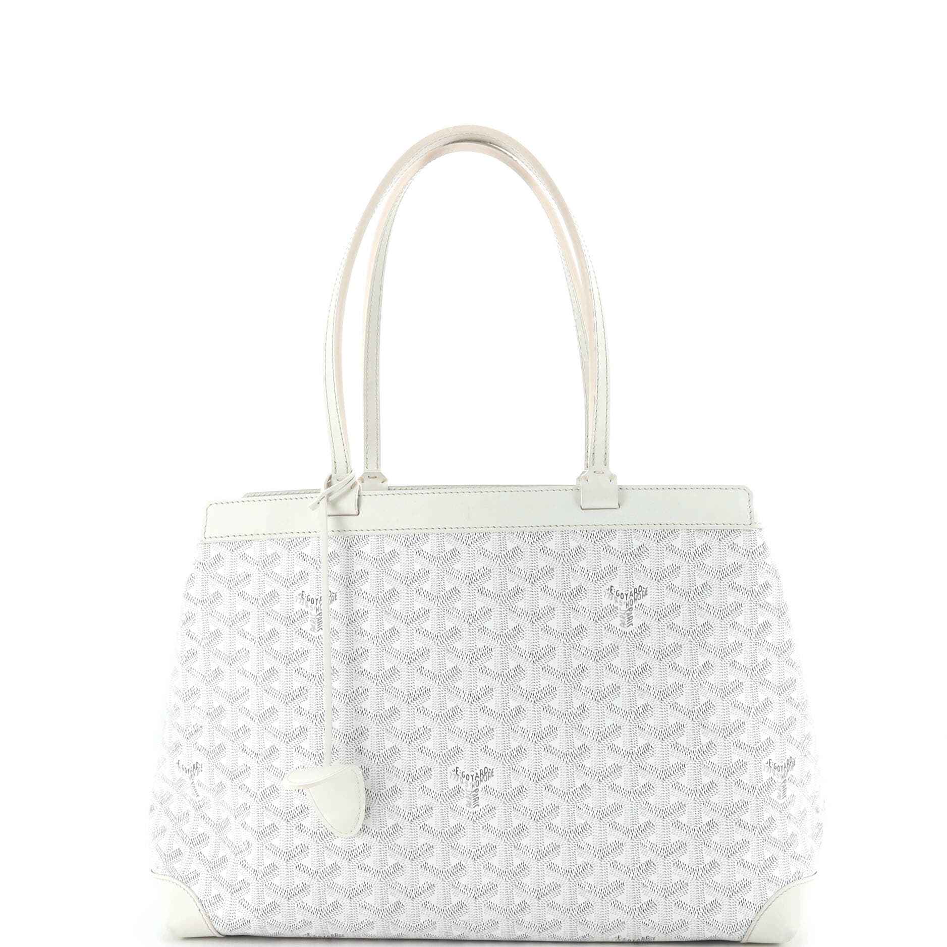 Pre-Owned Goyard Bellechasse Bag Coated Canvas PM, Main, color, White