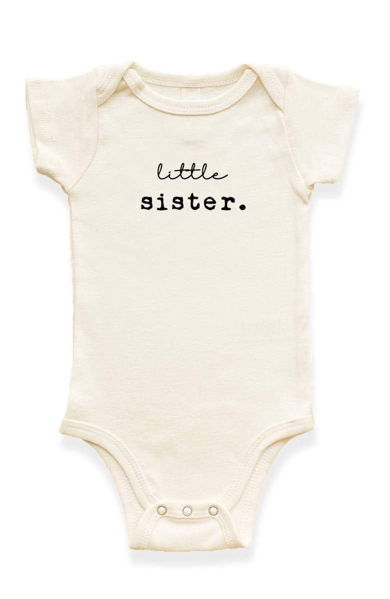 Tenth & Pine Little Sister Organic Baby Bodysuit, Main, color, Natural Black Lettering