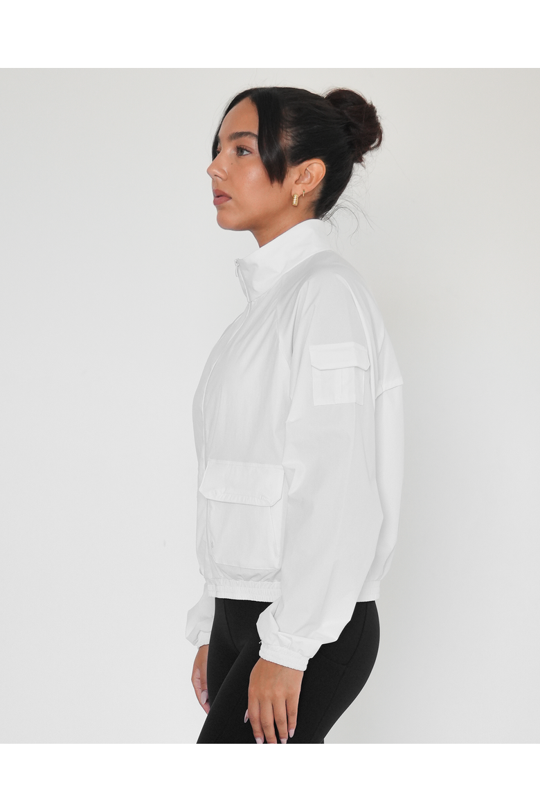 Cargo Nylon Windbreaker Jacket, Alternate, color, Off White