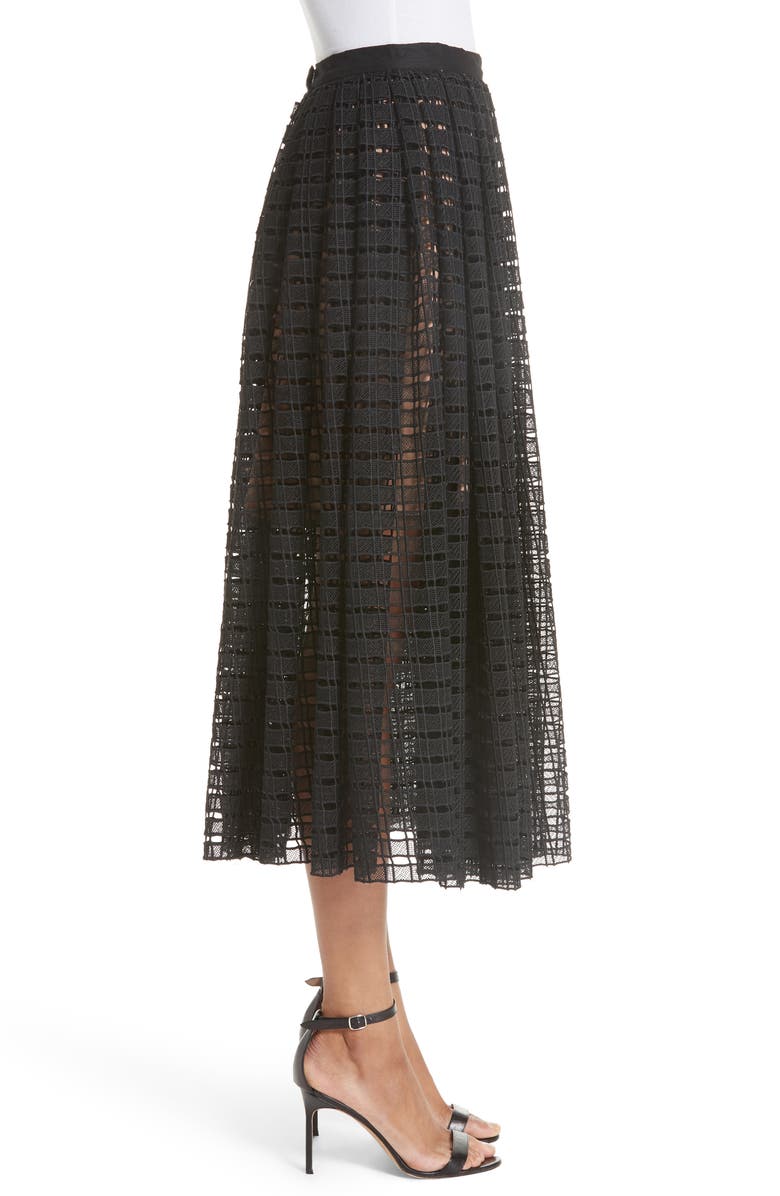 Tracy Reese Lace Mesh Midi Skirt, Alternate, color, 