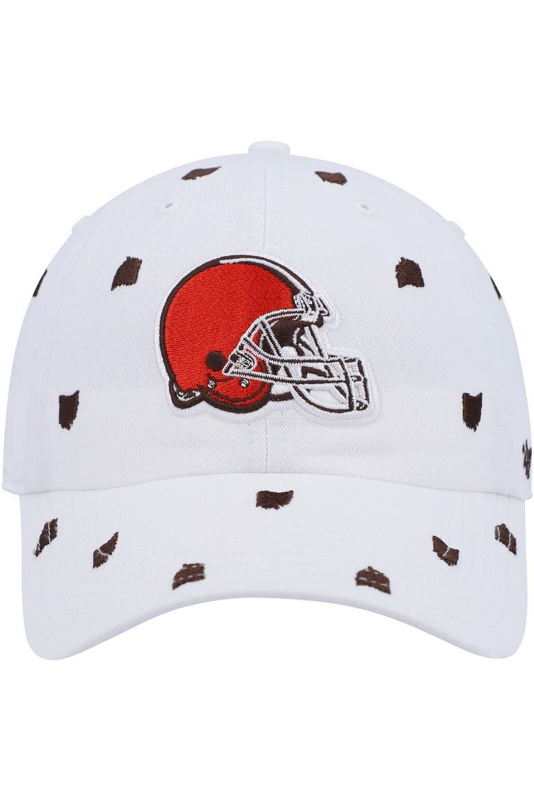 Women's '47 White Cleveland Browns Confetti Clean Up Logo Adjustable Hat, Alternate, color, White