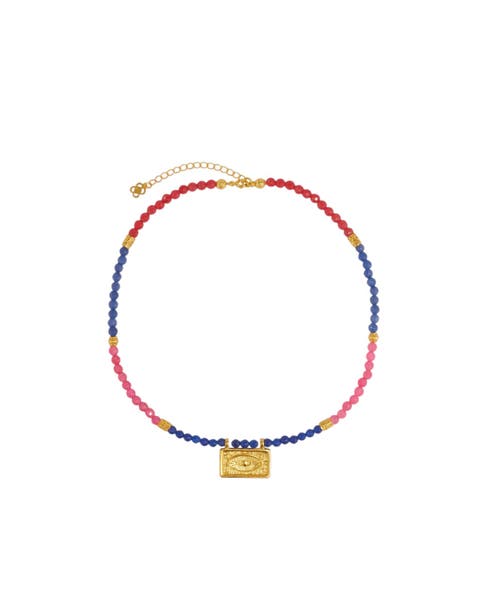 Arden Evil Eye Gemstone Beaded Necklace