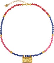 Ottoman Hands Arden Evil Eye Gemstone Beaded Necklace